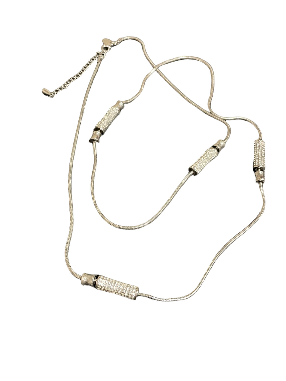 Lia Sophia Silver Tone and Rhinestone Necklace